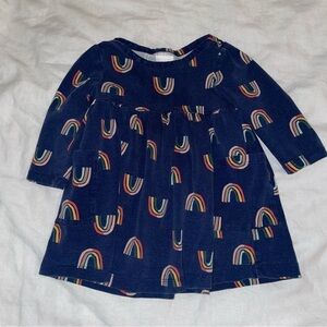 Hanna Anderson 12-18 mo Blue Rainbow Dress Long sleeve cotton siblings